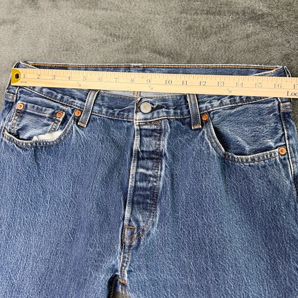 Levi's 501 Button Fly Blue Jeans Denim Pants Classic Straight Leg - Picture 5 of 12